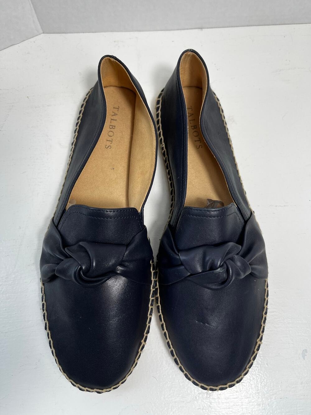 Talbots women's NWOT navy blue Izzy knot Epadrille slip on peasant shoe size 10